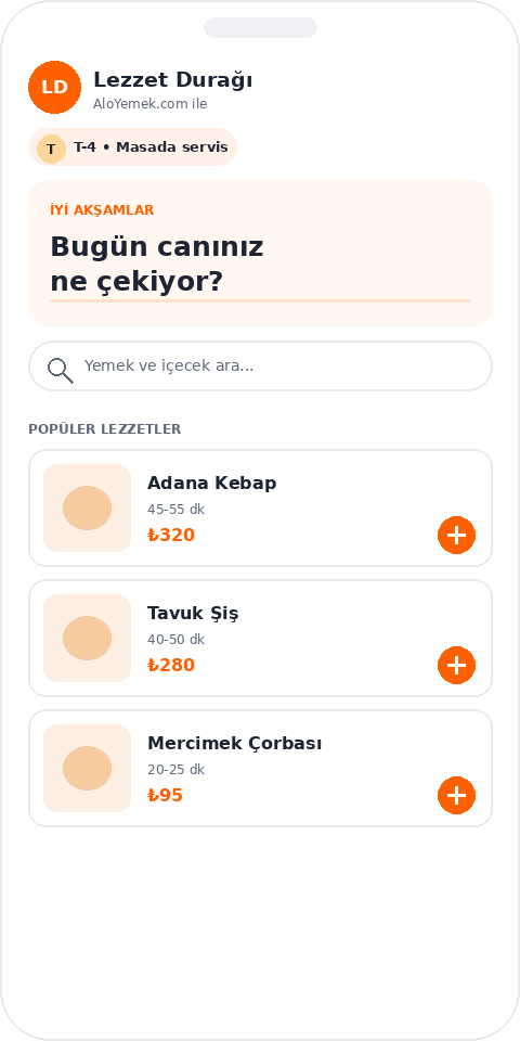 Menü ekranı